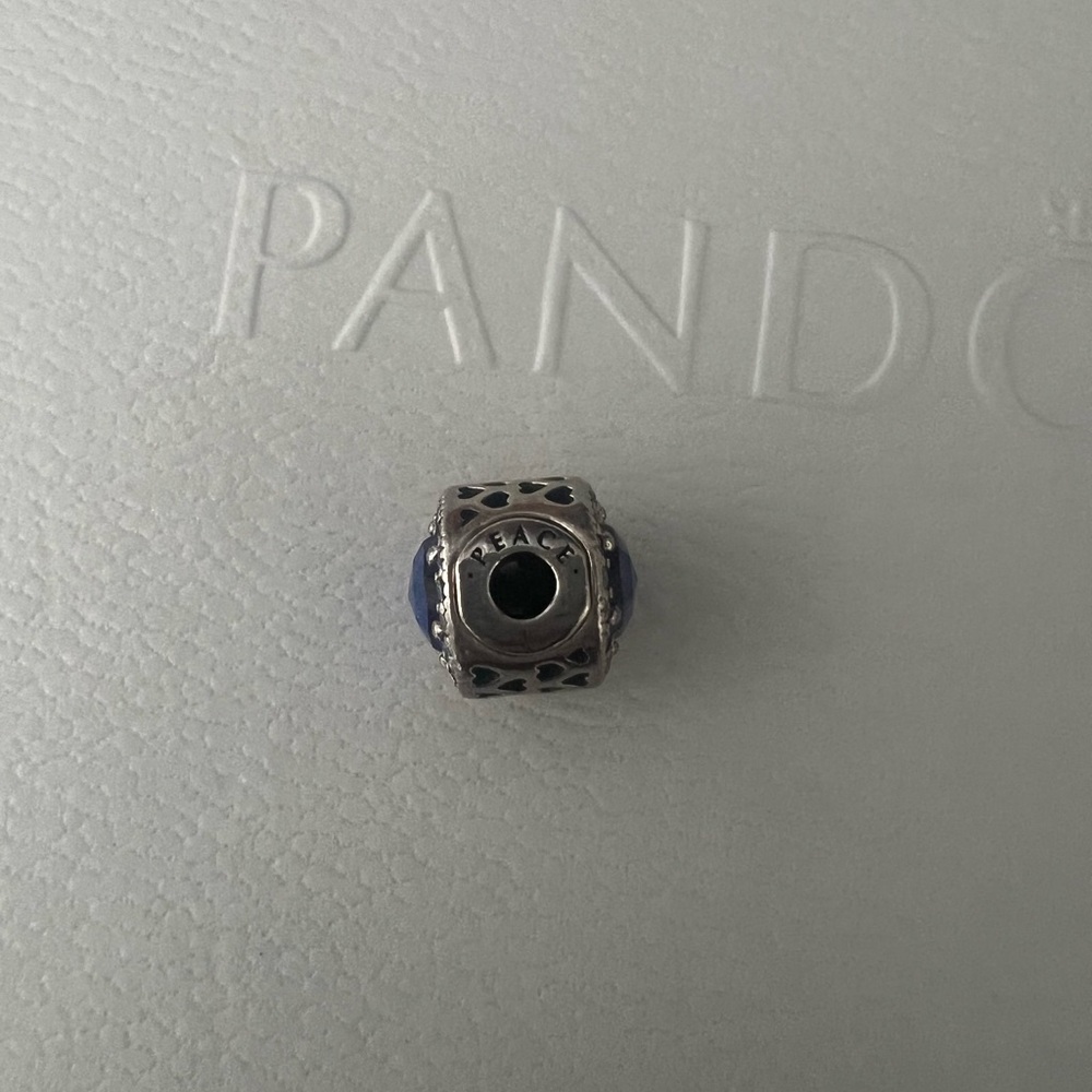Pandora ESSENCE “peace” Silver and Blue Charm - Picture 2 of 3